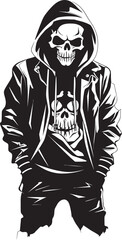 BoneThreads: Urban Hoodie Skeleton Icon Urban Bones: Fashionable Skeleton Hoodie Vector Logo