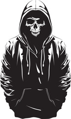 Hooded Haunt: Stylish Skeleton Hoodie Icon BoneFusion: Urban Hoodie Skeleton Vector Logo