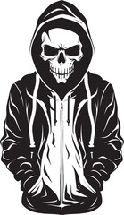 BoneFusion: Urban Hoodie Skeleton Vector Logo SkeleStreet: Hoodie-Wearing Skeleton Emblem