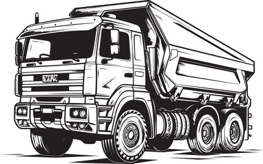 Sketchy Transport: Vector Logo Design with Dump Truck Sketch Dump Truck Sketch: Dump Truck Vector Logo Design