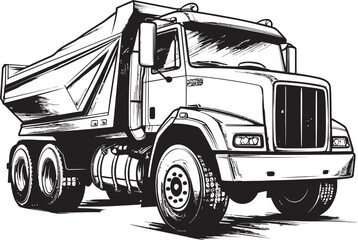 Artistic Dump: Sketch of Dump Truck Emblem Truck Sketch: Sketch Icon Graphics of Dump Truck