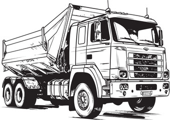 DumpExpress: Dump Truck Sketch Logo Design ArtisticHaul: Vector Dump Truck Sketch