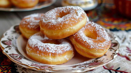 Obraz na płótnie Canvas Traditional bulgarian donuts with powdered sugar