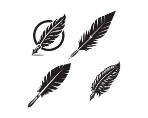 quill  silhouette vector icon graphic logo design