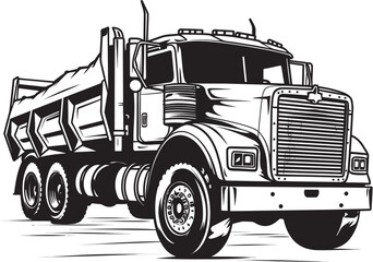 Dump Truck Draft: Vector Sketch Design Sketchy Freight: Dump Truck Sketch Emblem