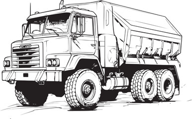 Sketchy Load: Dump Truck Sketch Emblem Dump Truck Express: Vector Logo with Sketch