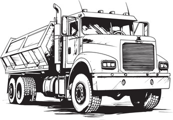 Artistic Dump: Vector Logo Sketch Truck Sketch: Dump Truck Icon Design