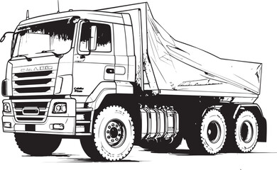 Sketchy Freight: Dump Truck Sketch Emblem Dump Truck Express: Vector Logo Sketch