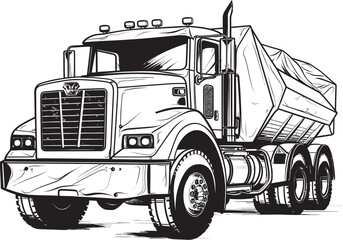 TruckSketcher: Dump Truck Sketch Graphic SketchHaul: Vector Logo Design with Sketch of Dump Truck