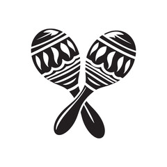 Vibrant Beats: Enchanting Maracas Silhouette, Alive with Musical Energy, Maracas Illustration - Minimallest Maracas Vector
