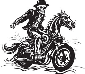 Skull Blaze: Vector Logo Design for Skull Motorbike Rider Grim Reaper Ride: Skull Motorbike Rider Icon Graphics