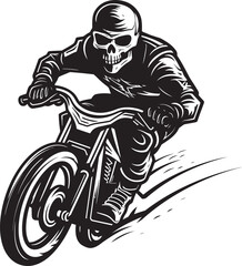 Grim Reaper Ride: Skull Motorbike Rider Icon Graphics Bone Brigade: Vector Skull Motorbike Logo
