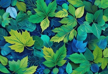 A Kaleidoscope of Green and Blue Leaves