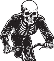 Bone Battalion: Skull Motorbike Rider Emblematic Charge Shadow Shift: Vector Logo Design for the Stealthy Skull Rider