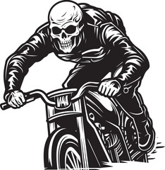 Death Ride: Skull Motorbike Rider Icon on the Edge Grim Reaper's Roar: Vector Logo of the Fierce Skull Biker