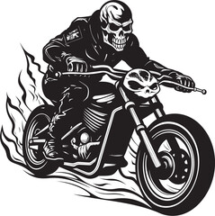 Skull Storm: Motorbike Rider Vector Logo Hell Rider Emblem: Skull Motorbike Icon Design