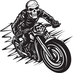 Reaper's Ride: Skull Motorbike Vector Logo Skull Velocity: Motorbike Rider Icon Design