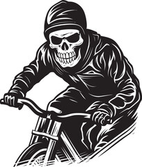 Skull Surge: Vector Logo Design with Motorbike Rider Death Rider Fury: Skull Motorbike Icon Graphics