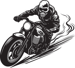 Skull Blaze: Vector Logo Design with Motorbike Rider Ghost Rider Emblem: Skull Motorbike Icon Graphics