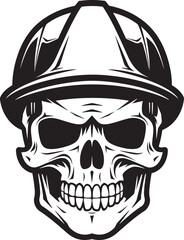 Construction Sentinel: Vector Logo Design for Site Safety Skull Architect: Iconic Helmet-Wearing Skull Graphics