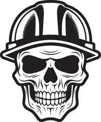 Skull Foreman: Vector Logo Design for Construction Workers Construction Vigilante: Iconic Helmet-Wearing Skull Graphics