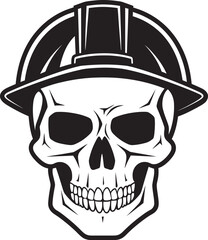 Bone Builder Badge: Skull Worker Icon in Helmet Skull Safety Guardian: Helmeted Worker Icon Design