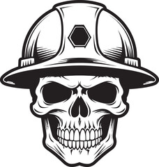 Hardhat Skull Sentinel: Construction Worker Vector Logo Scaffold Skull Sentinel: Construction Worker Vector Logo