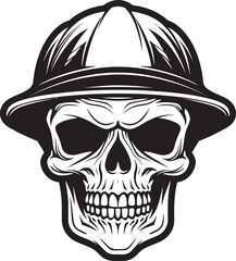 Hardhat Safety Skull: Iconic Worker Emblem Design Bone Builder Badge: Skull Worker Icon in Helmet