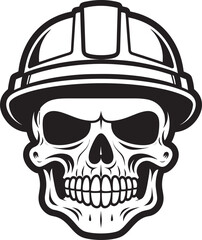 Hardhat Safety Skull: Iconic Worker Emblem Design Bone Builder Badge: Skull Worker Icon in Helmet