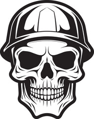 Construction Reaper Emblem: Skull in Hardhat Logo Scaffold Skull Sentry: Worker Emblem Design
