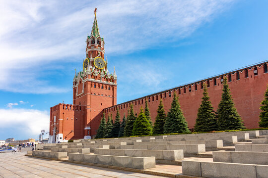 Spasskaya tower of Moscow Kremlin on Red square, Russia
