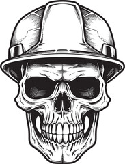Scaffold Savior: Skull in Hardhat Emblem Hardhat Guardian: Skull Worker Helmet Icon