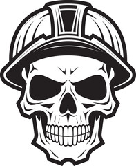 Hardhat Hero: Skull in Helmet Logo Graphics Scaffold Squire: Skull Worker Helmet Icon