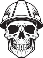 Scaffold Squire: Skull Worker Helmet Icon Safety Sentry: Construction Helmet Vector Emblem