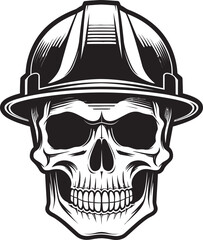 Hardhat Guardian: Skull in Helmet Logo Graphics Scaffold Savior: Skull Worker Helmet Icon