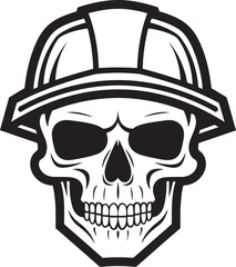 Scaffold Sentinel: Skull Worker Helmet Icon Safety Skull: Construction Helmet Vector Emblem