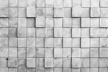 Abstract monochromatic background of gray marble blocks arranged in an array, creating a textured surface with soft shadows