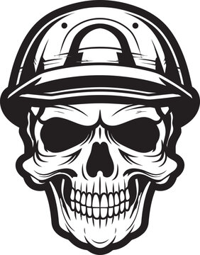 Hardhat Herald: Skull in Helmet Logo Graphics Scaffold Sentinel: Skull Worker Helmet Icon