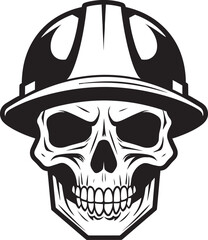 Skull Builder: Iconic Helmet-Wearing Skull Graphics Hard Hat Protector: Vector Logo Design for Construction Workers