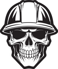 Construction Reaper: Skull Wearing Hard Hat Icon Skull Safety: Vector Logo Design for Construction Professionals
