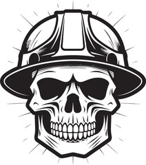 Construction Guardian: Vector Logo Design for Site Safety Skull Constructor: Iconic Skull in Construction Helmet Graphics