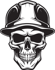 Hard Hat Guardian: Vector Logo Design for Site Safety Construction Protector: Iconic Skull in Construction Helmet Graphics
