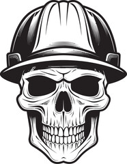 Construction Reaper: Iconic Helmet-Wearing Skull Graphics Skull Safety: Vector Logo Design for Site Safety