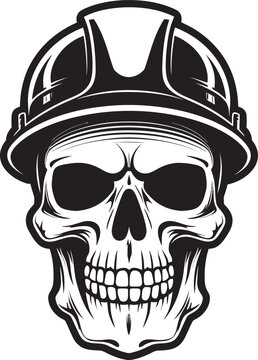 Hard Hat Guardian: Iconic Helmet-Wearing Skull Graphics Construction Guardian: Vector Logo Design for Site Safety