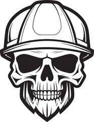 Skull Constructor: Vector Logo Design for Construction Workers Hard Hat Sentinel: Iconic Skull in Construction Helmet Graphics