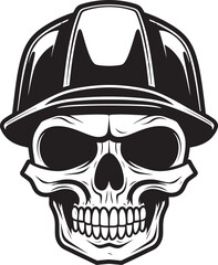 Hard Hat Sentinel: Iconic Skull in Construction Helmet Graphics Construction Vigilante: Vector Logo Design for Site Safety