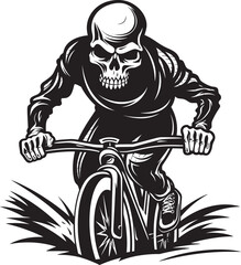 Skull Pedaler: Vector Logo Design for Cycling Enthusiasts Reaper Ride: Skull on Bicycle Icon Emblem