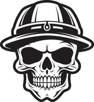 Construction Reaper: Iconic Helmet-Wearing Skull Graphics Skull Safety: Vector Logo Design for Site Safety