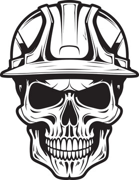 Skull Builder: Iconic Helmet-Wearing Skull Graphics Hard Hat Protector: Vector Logo Design for Construction Professionals