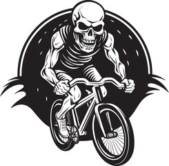GhostBiker: Skull on Bicycle Icon Design Skull Spin: Vector Logo Design for Cyclists